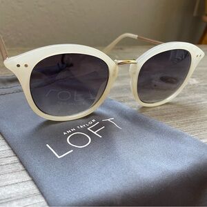 Ann Taylor LOFT metallic arm sunglasses with original bag